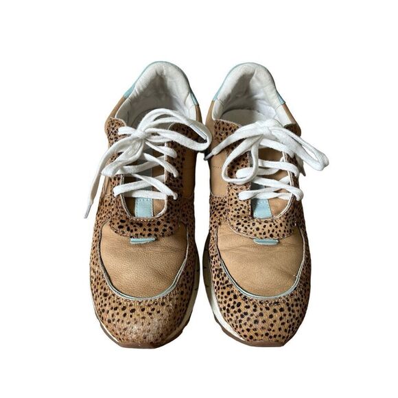 Madewell Kickoff Trainer Sneakers Spot Dot Calf Hair and Nubuck size 9.5 Tan Blu - Picture 3 of 10